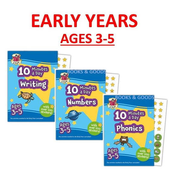 New Early Years Ages 3-5 Maths Phonics Writing 10 Minutes Activity Book 2023 Cgp