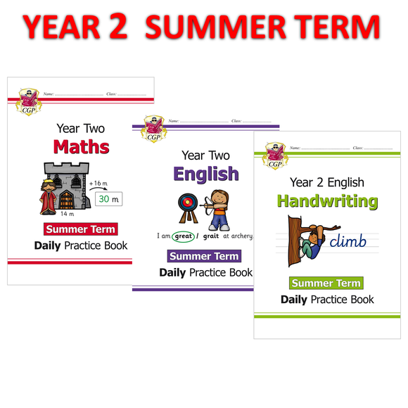 KS1 Year 2 Maths English and Handwriting Summer Term Daily Practice Books CGP