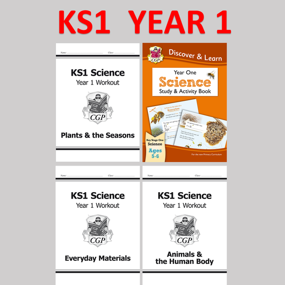 KS1 Year 1 Complete Science Study and Workbook Bundle with Answer Ages 5-6 CGP