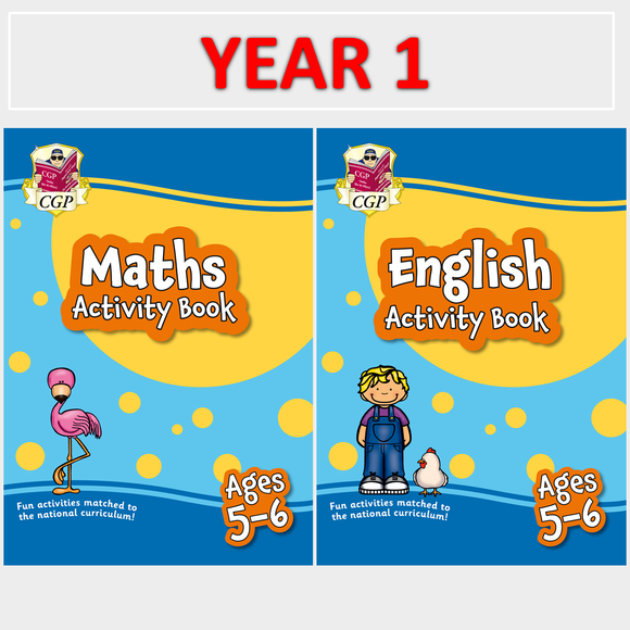 KS1 Year 1 Maths and English Activity Books 2 Books with Answer Ages 5-6 CGP