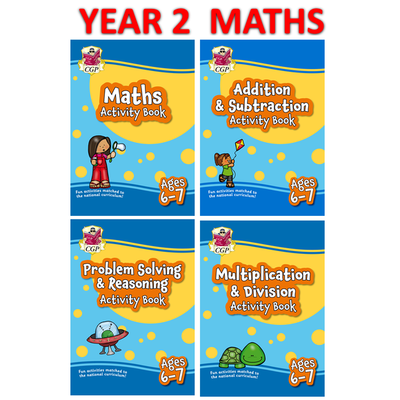KS1 Year 2 Maths Home Learning Activity Books 4 Books Bundle with Answer CGP