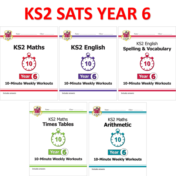 KS2 Year 6  Maths and English 10 Minute Weekly Workouts 5 Books Bundle CGP