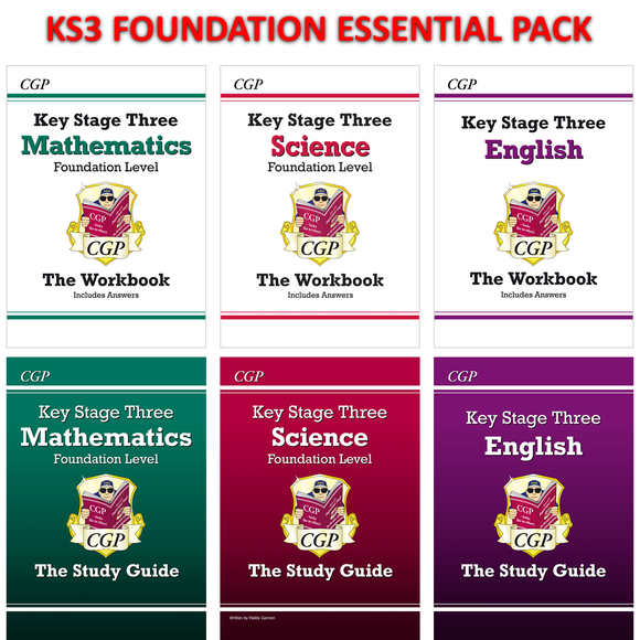 KS3 Years 7-9 Maths Science & English Study Guides Foundation with Answer CGP