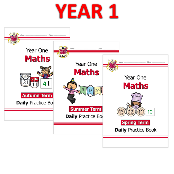 KS1 Year 1 Maths Daily Practice Books Spring Summer and Autumn Terms CGP