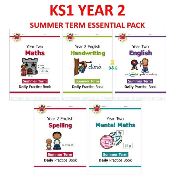 KS1 Year 2 Maths English Handwriting Spelling SUMMER Essentials with Answers CGP