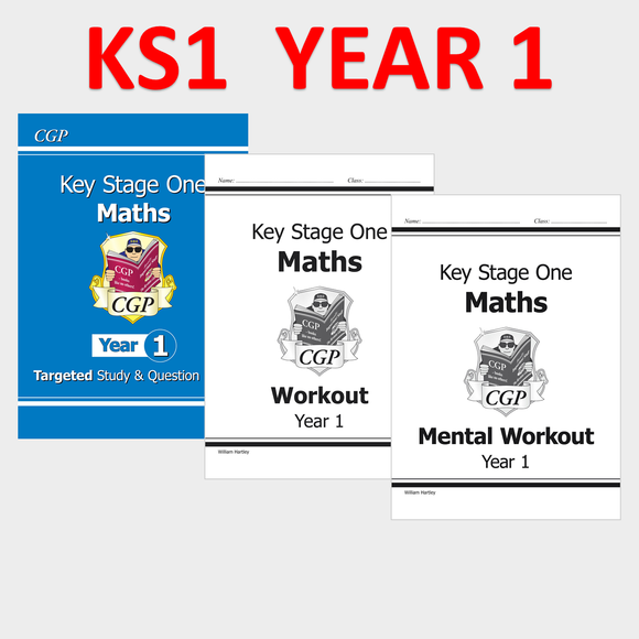 KS1 Year 1 Maths Targeted Study and Workouts 3 Books Bundle with Answer CGP