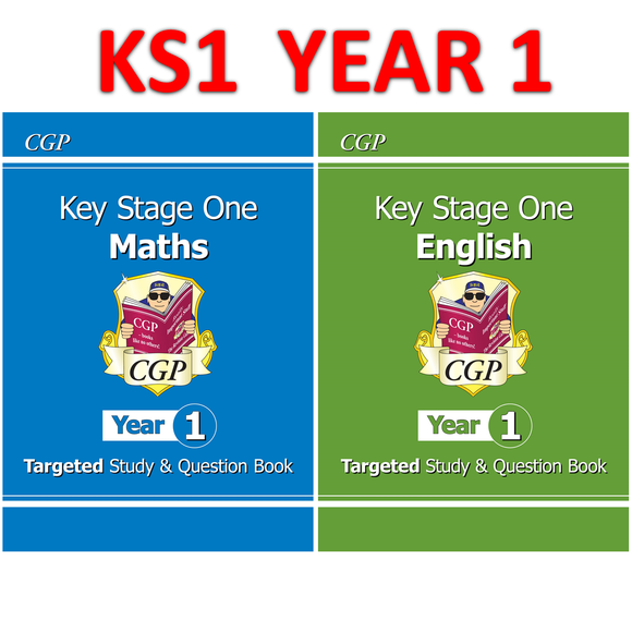 KS1 Year 1 Maths English Targeted Study Question Book with Answer CGP