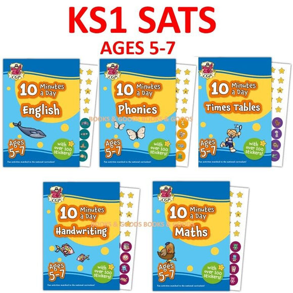 KS1 Sats Maths English Phonics 10 Minutes a Day Activity Books Ages 5-7 New 2023