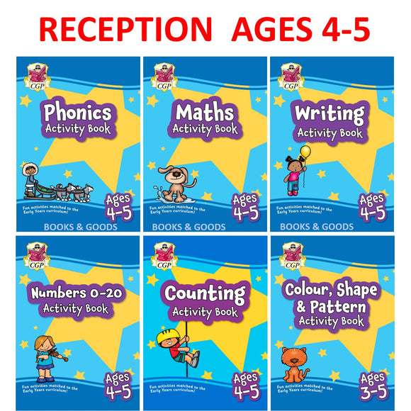 Reception 4-5 Maths English 6 Books Bundle workbooks Preschool