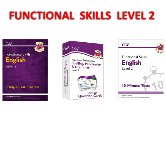 Functional Skills English Level 2  Study, 10 Minute Tests & Revision Cards CGP