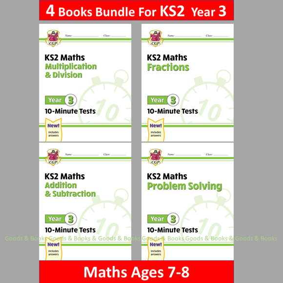 KS2 Year 3 Maths 10 Minute Tests 4 Books Bundle with Answer CGP