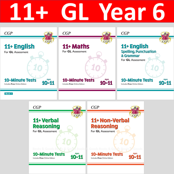 11 Plus Year 6 GL Assessment 10 Minute Tests 5 Books Bundle with Answer CGP