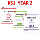 KS1 Year 2 Maths English and Handwriting 3 Books Bundle with Answer CGP