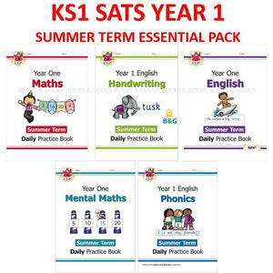 KS1 Year 1 Maths English Phonics Handwriting SUMMER Essentials with Answer CGP