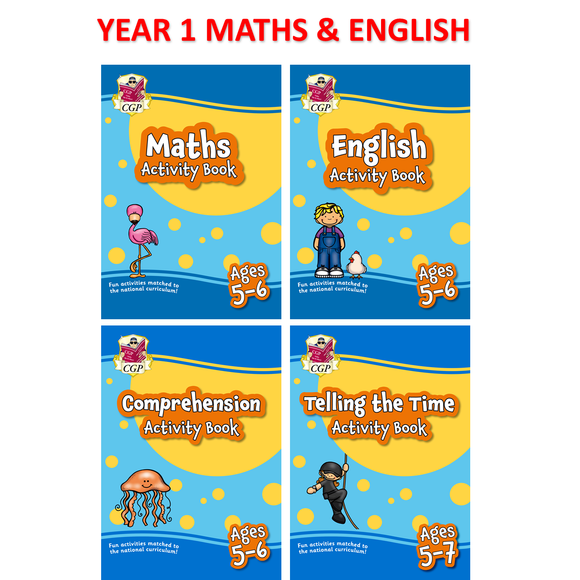 KS1 Year 1 Maths & English Home Learning Activity Books with Answer CGP