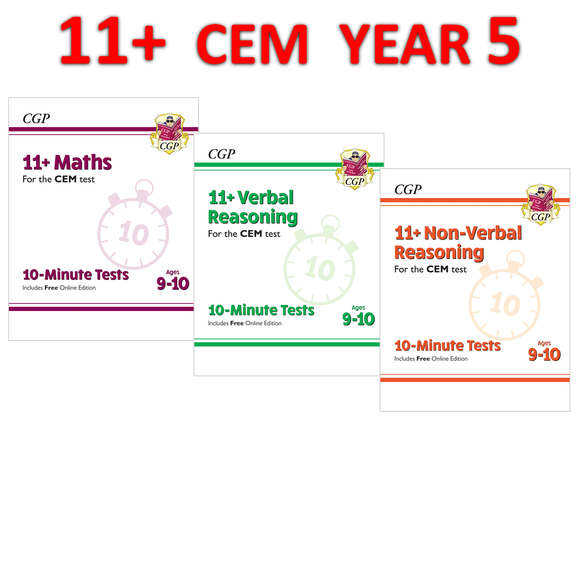 11+ Plus Year 5 CEM 10-Minute Tests Maths Verbal and Non Verbal with Answer CGP