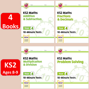 KS2 Year 4 Maths 10 Minute Tests 4 Books Bundle with Answer CGP