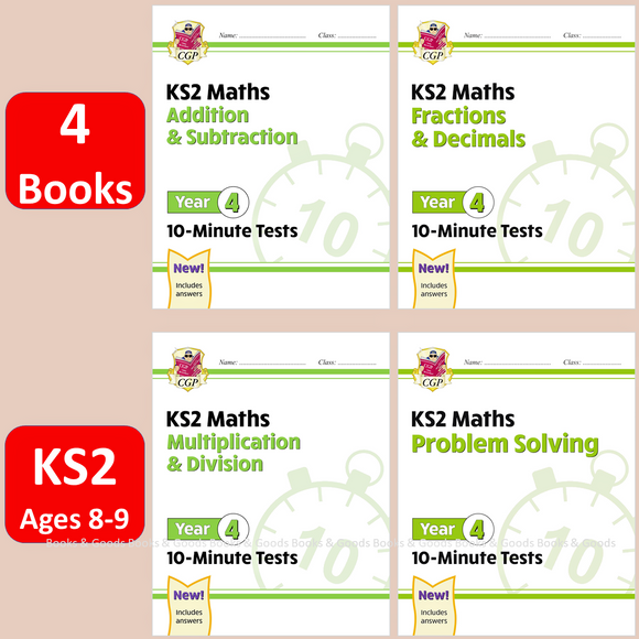 KS2 Year 4 Maths 10 Minute Tests 4 Books Bundle with Answer CGP