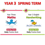 KS2 Year 3 Maths and Handwriting Daily Practice Book Spring Term with Answer CGP