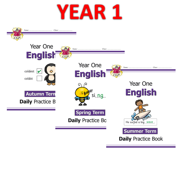 KS1 Year 1 English Daily Practice Books Spring Summer and Autumn Terms CGP