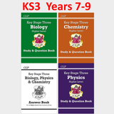 KS3 Years 7-9 Biology Physics Chemistry Study and Question Book HIGHER LEVEL CGP