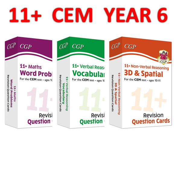 11+ Plus Year 6 CEM Revision Question Cards Maths Vocabulary 3D & Spatial CGP