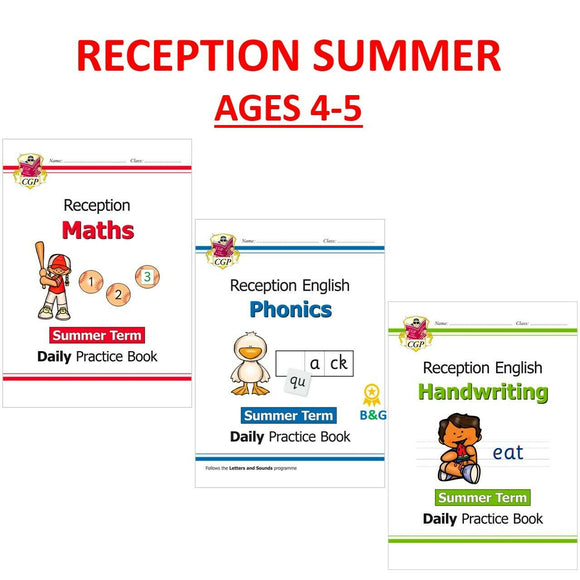 Reception Ages 4-5 Daily Practice Books Maths Phonics Handwriting SUMMER TERM