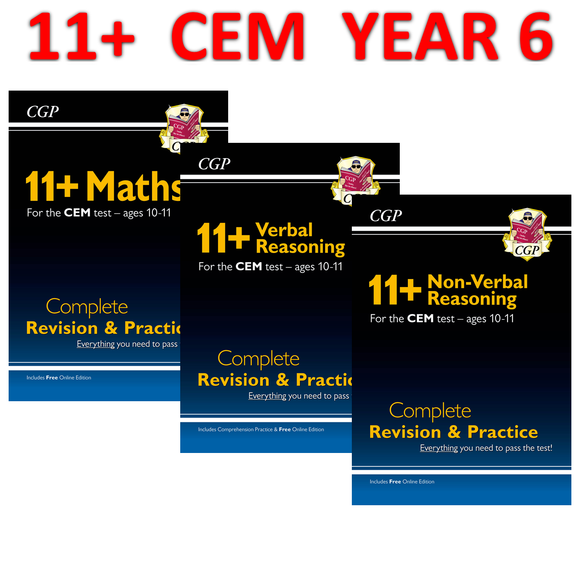 11 Plus Year 6 CEM Maths Verbal Complete Revision and Practice with Answer CGP