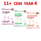 11+ Plus CEM Year 4 Practice Book and Assessment Tests 3 BOOKS with Answer CGP