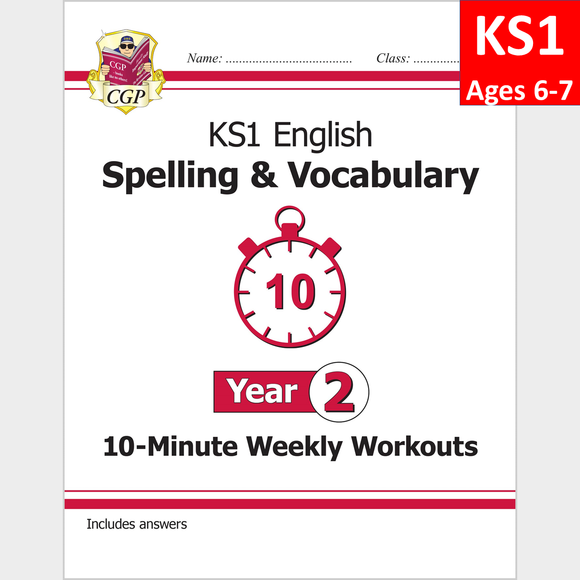 KS1 Year 2 English 10 Minute Weekly Workouts Spelling Vocabul with Answer CGP
