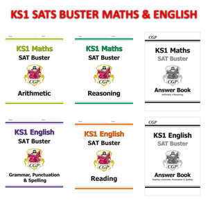 KS1 Ages 5-7 SATS BUSTER BUNDLE Maths & English with Answer CGP