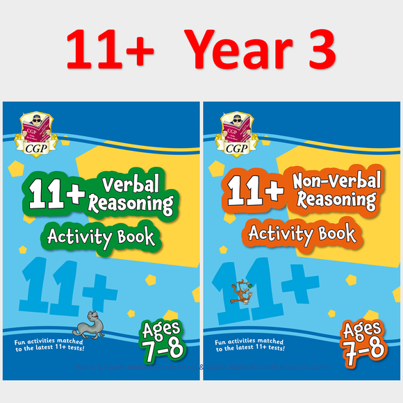 11 Plus Year 3 Verbal and Non Verbal Reasoning Activity Books with Answer CGP