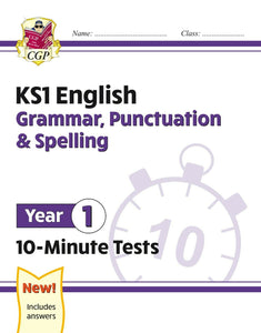 KS1 Year 1 English 10-Minute Test Grammar Punctuation & Spelling with Answer CGP