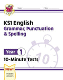 KS1 Year 1 English 10-Minute Test Grammar Punctuation & Spelling with Answer CGP