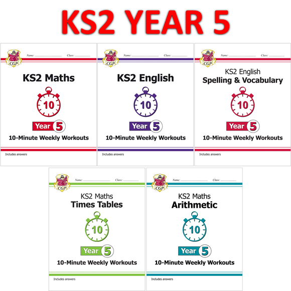 KS2 Year 5 Maths and English 10 Minute Weekly Workouts 5 BOOKS BUNDLE CGP