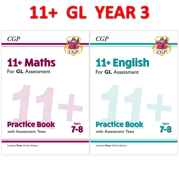 11 Plus Year 3 GL Maths English Practice Book & Assessment Tests with Answer CGP
