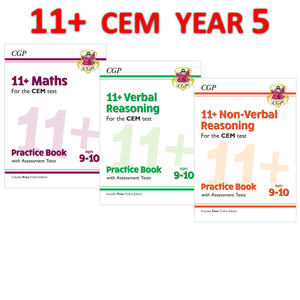 11+ Plus Year 5 CEM Practice Book and Assessment Tests 3 BOOKS with Answer CGP