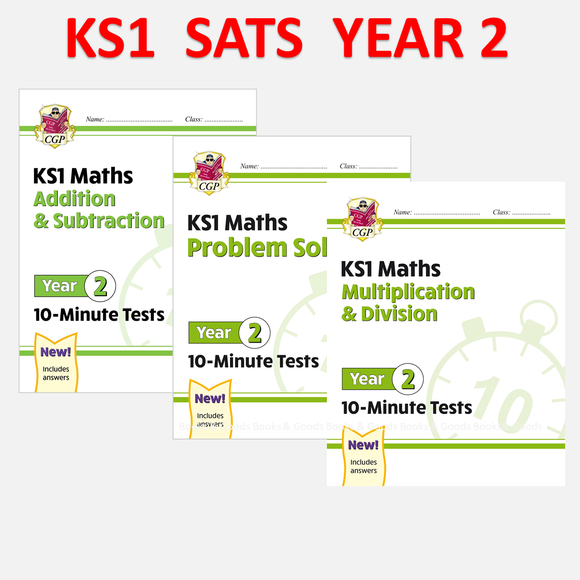 KS1 Year 2 Complete Maths 10 Minute Test 3 Books Bundle with Answer CGP