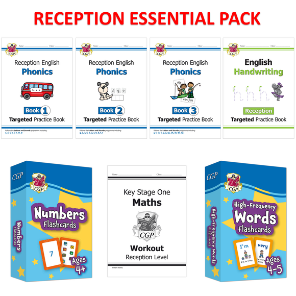 Ages 4-5 Reception Essentials Workbook Bundle Maths Phonics and Handwriting CGP