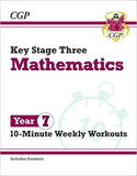 KS3 Year 7 Maths Student BooK Work Book & 10-Minute Weekly Workouts with Ans CGP