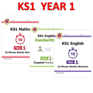 KS1 Year 1 Maths English and Handwriting 3 Books Bundle CGP