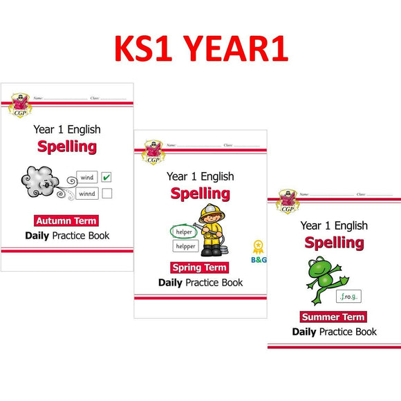 KS1 Year 1 Spelling Daily Practice Books SUMMER AUTUMN SPRING with Answer CGP