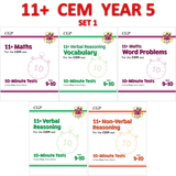 11 Plus Year 5 CEM 10-Minute Tests 5 Books Bundle with Answer Ages 9-10 CGP