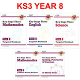 KS3 Year 8 Maths English and Science 5 Books Bundle with Answers CGP