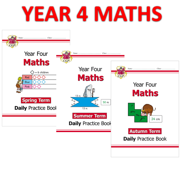 KS2 Year 4 Maths Daily Practice Books Spring Summer Autumn Terms with Answer CGP