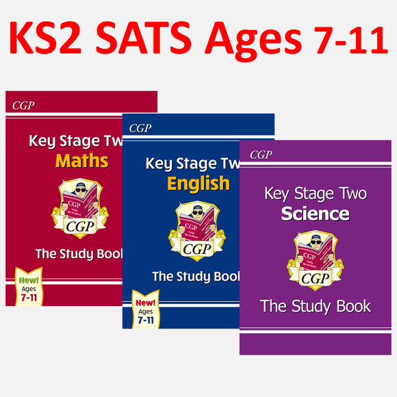 KS2 Ages 7-11 SATS Study Books with Answer Maths English and Science CGP