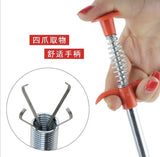 Drain Unblocker Hair Remover Four Claws Grabber Pick Up Tool Spring Grip