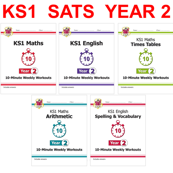 KS1 Year 2 10-Minute Weekly Workout 5 Books Bundle with Answer CGP