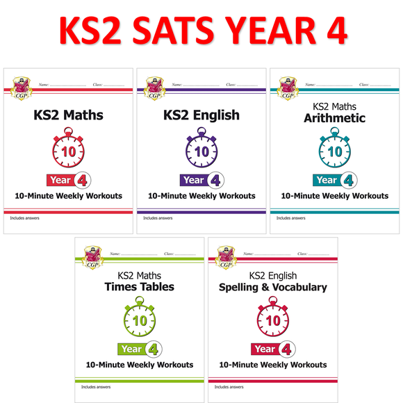 KS2 Year 4 Maths and English 10 Minute Weekly Workouts 5 BOOKS BUNDLE CGP