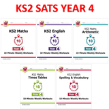 KS2 Year 4 Maths and English 10 Minute Weekly Workouts 5 BOOKS BUNDLE CGP